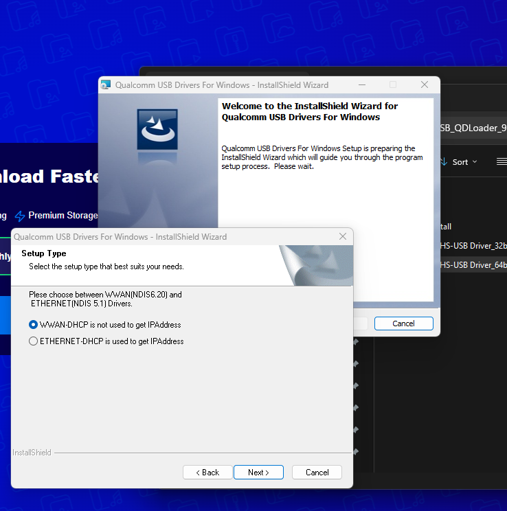 Installation du paquet Qualcomm USB Drivers For Windows pendant la session EDL Redmi Pad SE